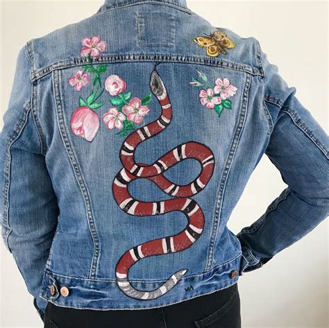 gucci jean jacket with designs|gucci jean jacket with snake.